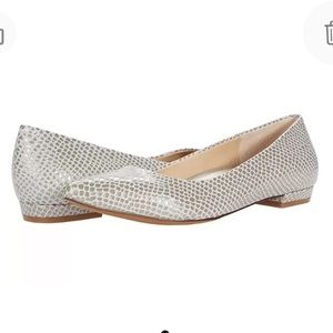 NEW Vionic Lena Lizard Embossed Leather Flats Shoes, Size 10, Gray